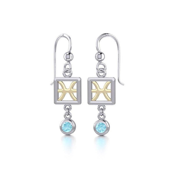 Pisces Zodiac Sign Silver and Gold Earrings Jewelry with