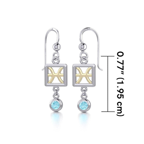 Pisces Zodiac Sign Silver and Gold Earrings Jewelry with