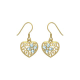 Flower in Heart Shape Solid Gold Earrings GER1238