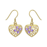 Flower in Heart Shape Solid Gold Earrings GER1238