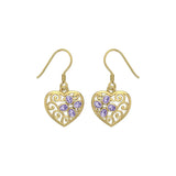 Flower in Heart Shape Solid Gold Earrings GER1238