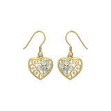 Flower in Heart Shape Solid Gold Earrings GER1238