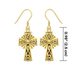 Modern Celtic Knotwork Cross Solid Gold Earrings GER1381