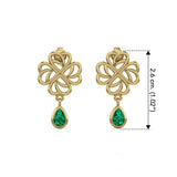 Lucky Four Leaf Clover Shamrock Solid Yellow Gold Post Earrings GER1733 - Jewelry