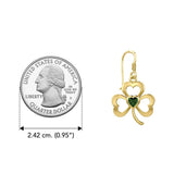 Solid Yellow Gold Shamrock Earrings with Heart Gemstone GER1835 - Jewelry