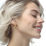 Solid Yellow Gold Shamrock Earrings with Heart Gemstone GER1835 - Jewelry