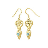 Goddess with Heart Gemstone Solid Gold Earrings GER1918