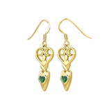 Goddess with Heart Gemstone Solid Gold Earrings GER1918