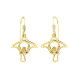 The Manta Ray 14K Solid Gold Earrings with Claddagh Symbol GER2167