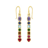 Solid Yellow Gold Chakra Earrings with Gemstones GER414