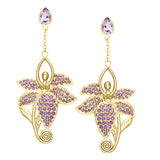 Dancing Lotus Solid Yellow Gold Earrings GER520