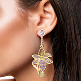 Dancing Lotus Solid Yellow Gold Earrings GER520