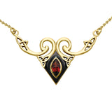 A gift of the world Solid Yellow Gold Celtic Triquetra Necklace with Gemstone GNC159