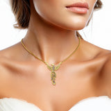 Honor Thy Flying Phoenix Solid Yellow Gold Jewelry Necklace with Gemstone GNC236