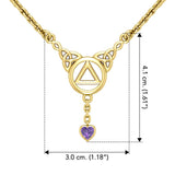 Love and Recovery Solid Yellow Gold Necklace with Dangling Heart Gemstone GNC557 - Jewelry