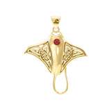 Grant the positive energy Solid Yellow Gold Manta Ray Pendant Jewelry with Gemstone GPD072