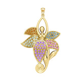 Dancing Lotus Solid Yellow Gold Pendant GPD1557