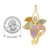 Dancing Lotus Solid Yellow Gold Pendant GPD1557