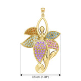 Dancing Lotus Solid Yellow Gold Pendant GPD1557