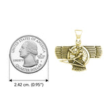 Ashur Assyrian God Solid Yellow Gold Pendant GPD2840