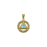 Celtic AA Symbol Solid Yellow Gold Pendant with Gemstone GPD326