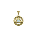 Celtic AA Symbol Solid Yellow Gold Pendant with Gemstone GPD326