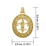 Fleur-de-Lis with Celtic Solid Gold Pendant GPD336