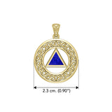 AA Recovery with Celtic Boarder 14K Yellow Gold Pendant GPD3938