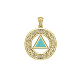 AA Recovery with Celtic Boarder 14K Yellow Gold Pendant GPD3938