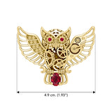 Steampunk Owl Solid Yellow Gold Pendant with Gemstone GPD5070