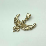 Phoenix with Fleur De Lis Solid Gold Pendant GPD5089