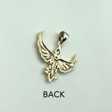 Phoenix with Fleur De Lis Solid Gold Pendant GPD5089