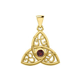 HBD Happy Birthday Monogramming Trinity Knot Solid Yellow Gold Gemstone Pendant GPD5163 - Jewelry