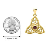 HBD Happy Birthday Monogramming Trinity Knot Solid Yellow Gold Gemstone Pendant GPD5163 - Jewelry