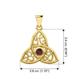 HBD Happy Birthday Monogramming Trinity Knot Solid Yellow Gold Gemstone Pendant GPD5163 - Jewelry