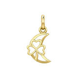 The Shamrock in Crescent Moon Solid Yellow Gold Pendant GPD5268