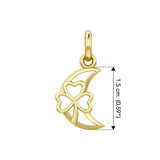 The Shamrock in Crescent Moon Solid Yellow Gold Pendant GPD5268 - Jewelry