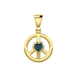 Peace Solid Yellow Gold Pendant with Heart Gemstone GPD5339 - Jewelry