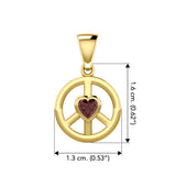 Peace Solid Yellow Gold Pendant with Heart Gemstone GPD5339 - Jewelry