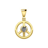 Peace Solid Yellow Gold Pendant with Heart Gemstone GPD5339 - Jewelry