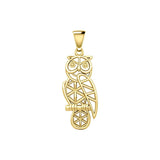 Solid Yellow Gold Flower of Life Owl Pendant GPD5612