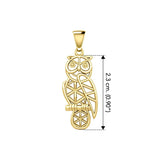 Solid Yellow Gold Flower of Life Owl Pendant GPD5612 - Jewelry