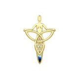 Celtic Trinity Knot Goddess Solid Yellow Gold Pendant with Inlay GPD5654 - Jewelry