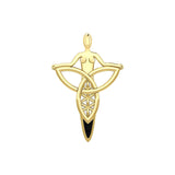 Celtic Trinity Knot Goddess Solid Yellow Gold Pendant with Inlay GPD5654 - Jewelry