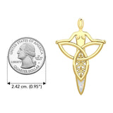 Celtic Trinity Knot Goddess Solid Yellow Gold Pendant with Inlay GPD5654 - Jewelry