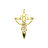 Celtic Trinity Knot Goddess Solid Yellow Gold Pendant with Inlay GPD5654 - Jewelry