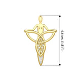 Celtic Trinity Knot Goddess Solid Yellow Gold Pendant with Inlay GPD5654 - Jewelry