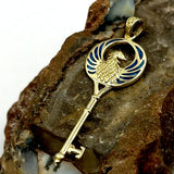 Phoenix Spiritual Enchantment Key Solid Gold Pendant GPD5685