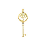 Om Symbol Spiritual Enchantment Key Solid Yellow Gold Pendant with Gem GPD5712 - Jewelry