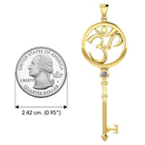 Om Symbol Spiritual Enchantment Key Solid Yellow Gold Pendant with Gem GPD5712 - Jewelry